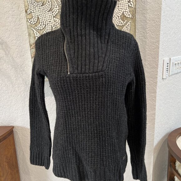 Armani Exchange Womens Gray Ribbed Knit Sweater With Asymmetrical Zipper size M - Picture 6 of 8